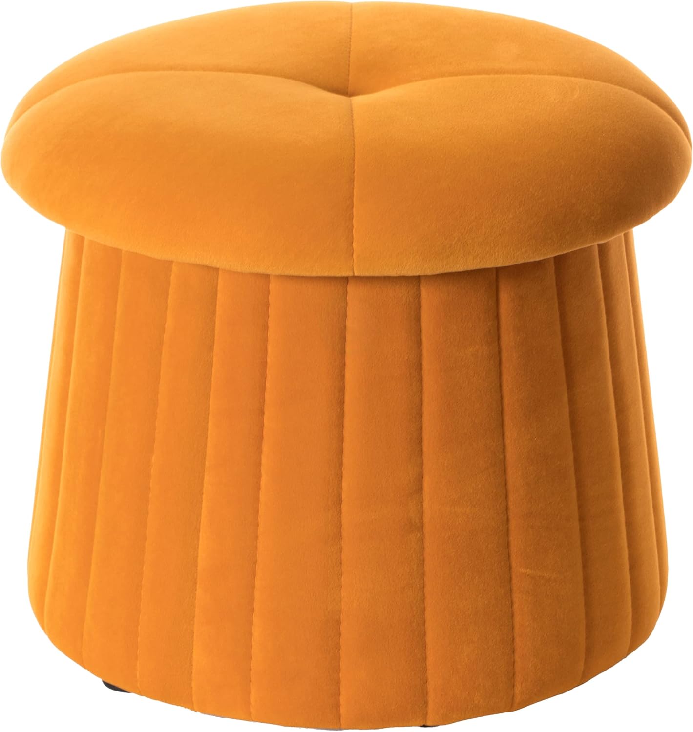 71lP7M3Q1OL._AC_SL1500_.jpg Fabulaxe Modern Tufted Velvet Mushroom Shape Storage Ottoman Storage Stool Trunk, Mustard Yellow