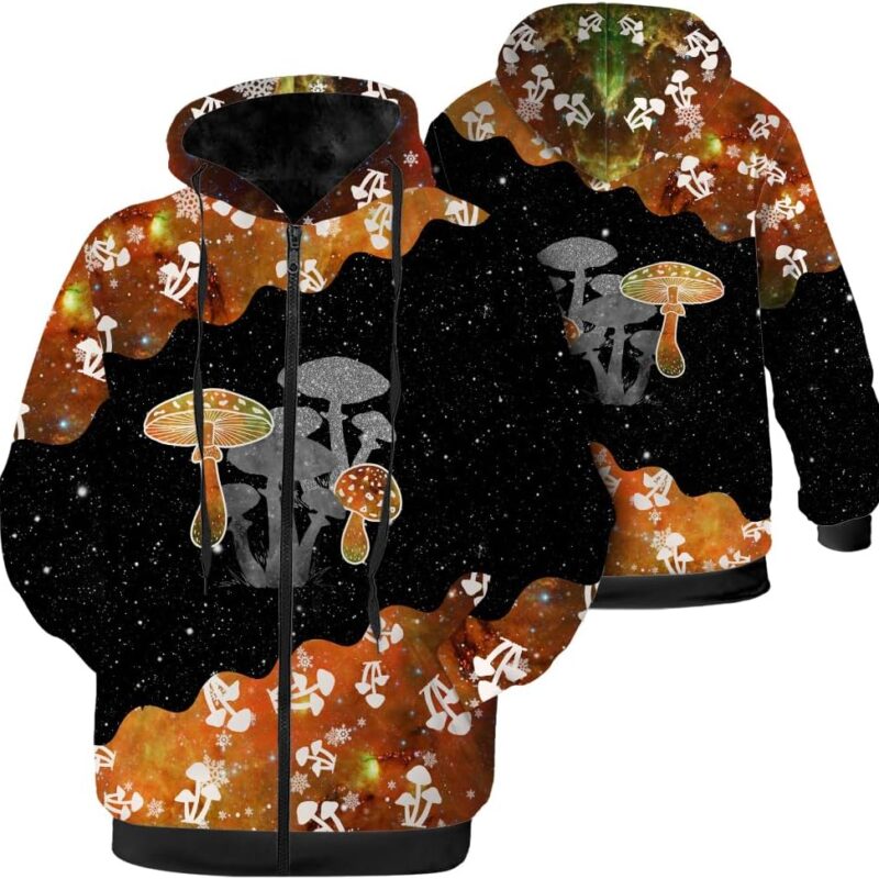 Mushroom Jacket for Men Women Galaxy Mushroom Coat Hoodied Sweatshirts Zip Up Hoodies Gifts for Women Men