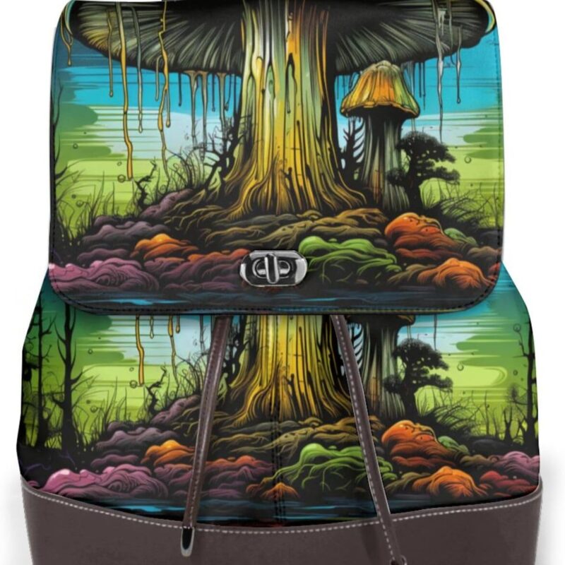 giant mushroom Leather Backpack for Women â€“ A Mini Backpack Perfect For Travel, Work, And Daily Use