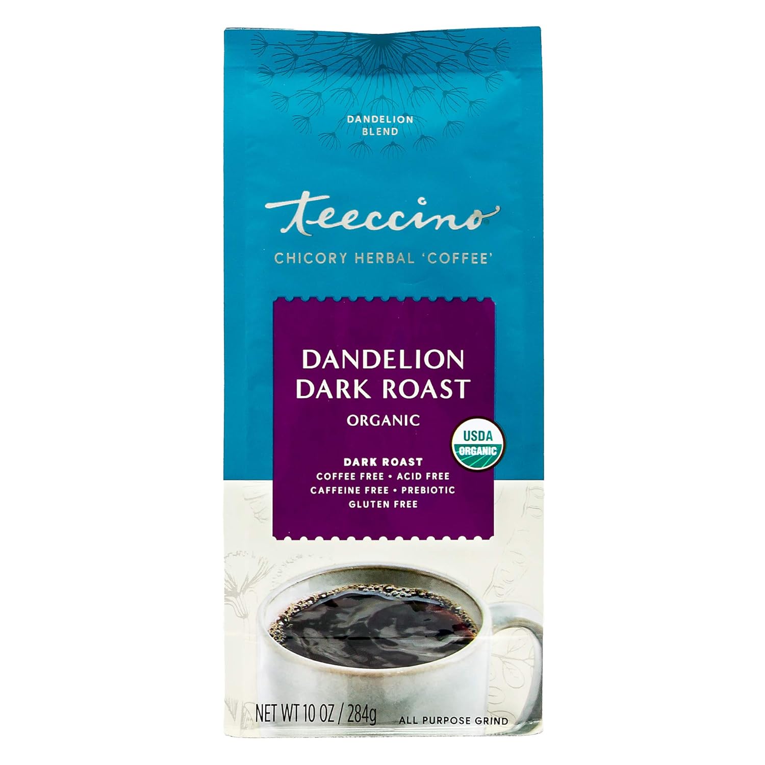 71pExm-OSNL._SL1500_.jpg Teeccino Dandelion Dark Roast Herbal Coffee - Caffeine-Free Coffee Alternative with Prebiotics, Gluten Free, Acid Free, Organic - 10 oz (Pack of 3) - Image 7