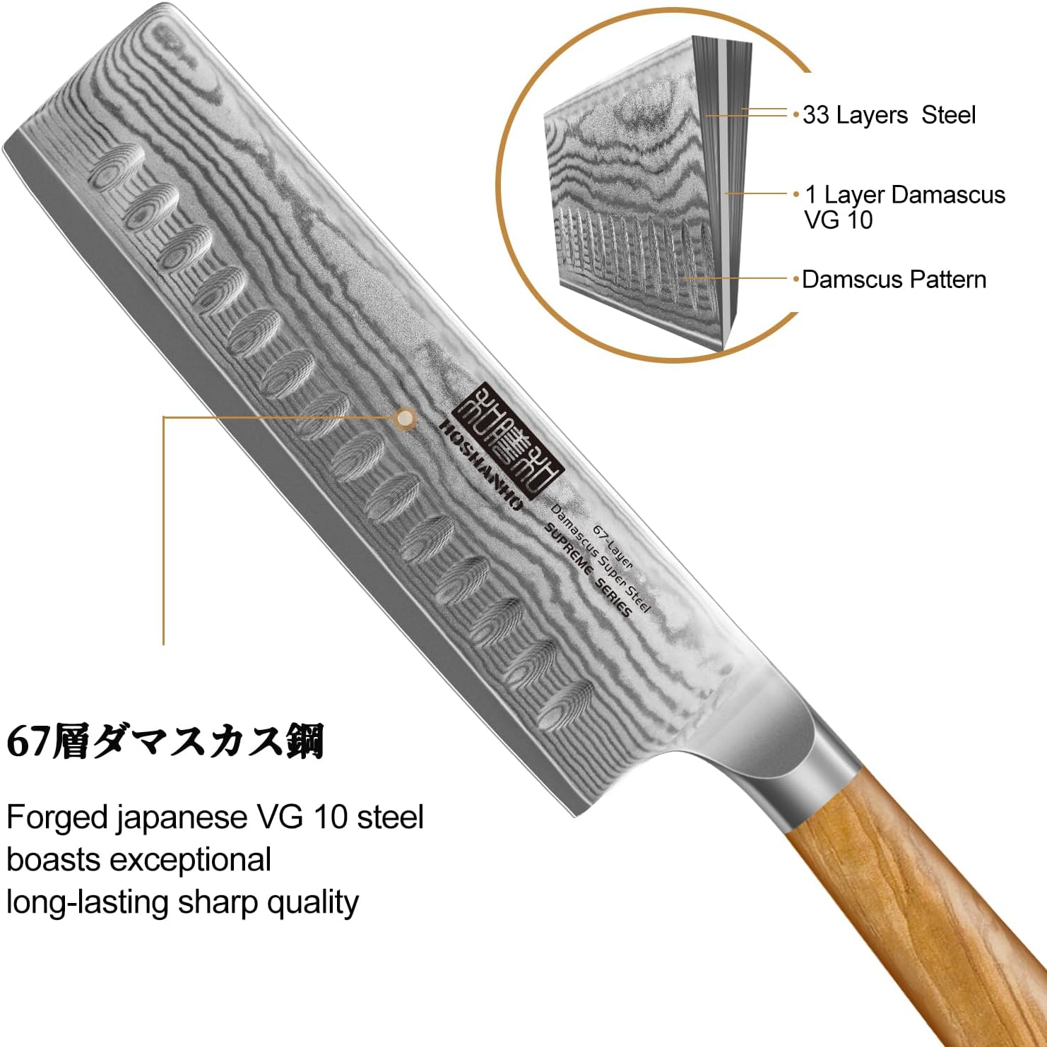 71peFHO91NL._AC_SL1500_.jpg Damascus Nakiri Knife 6.5 Inch, Super Sharp Damascus VG-10 Japanese Kitchen Knife, Cleaver and Vegetable Knife with Ergonomic Olive Wood Handle - Image 3