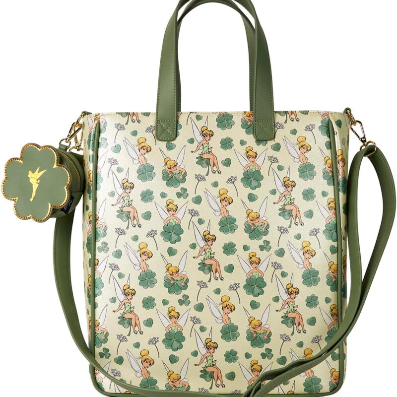 Loungefly Disney Tinker Bell 4-Leaf Clover Tote Bag with Coin Bag