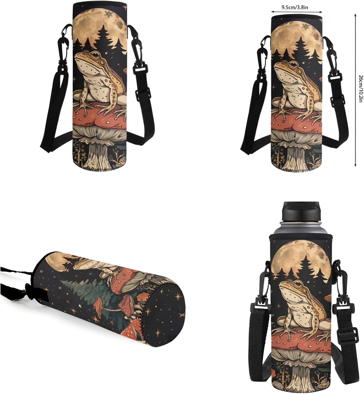 71rB6n4AArL._AC_SL1500_.jpg Mushroom Frog Backpacks with Lunch Bags for Kids Girls Bookbags Daypack Lunchbox,Pencil Case,Water Bottle Holder Middle Elementary School Book Bags 10-12 Rucksack Satchel Schoolbag-4 PCS - Image 7
