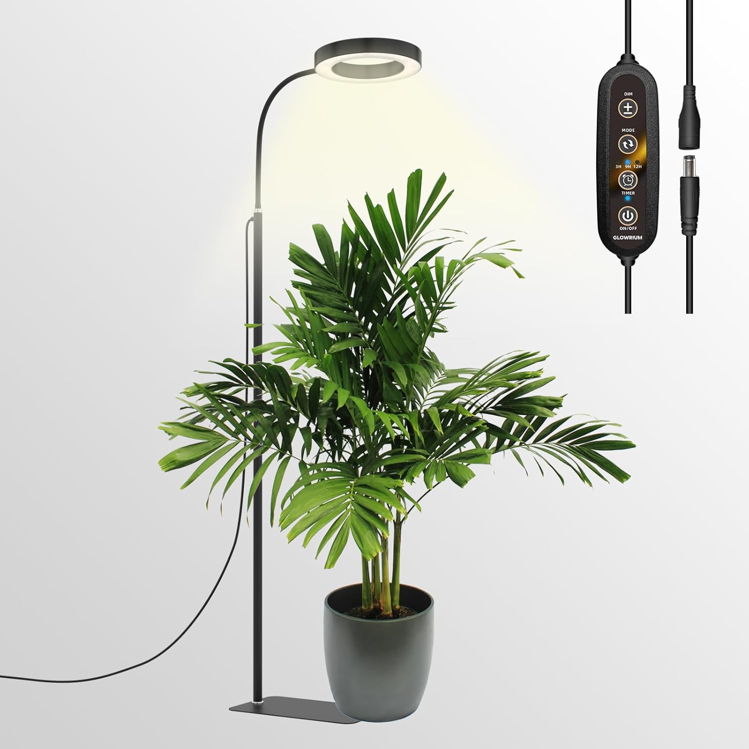 71rxvmmDFsL._AC_SL1500_.jpg GLOWRIUM Grow Lights for Indoor Plants, 20W Full Spectrum LED Grow Light Floor Lamp with Stand Adjustable Height and Angle, Black Plant Light with 3/9/12H Grow Light Timer