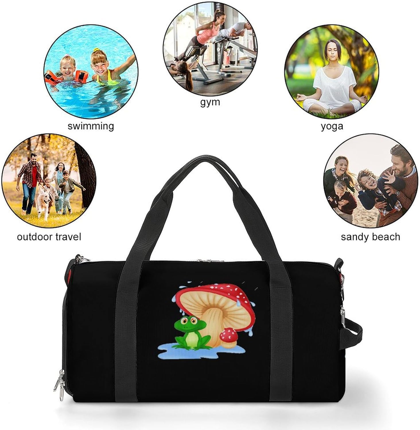 71tnkhLZ5FL._AC_SL1500_.jpg Mushroom with Toad Gym Duffle Bag Waterproof Travel Bag Small for Sports and Weekend Getaway - Image 8