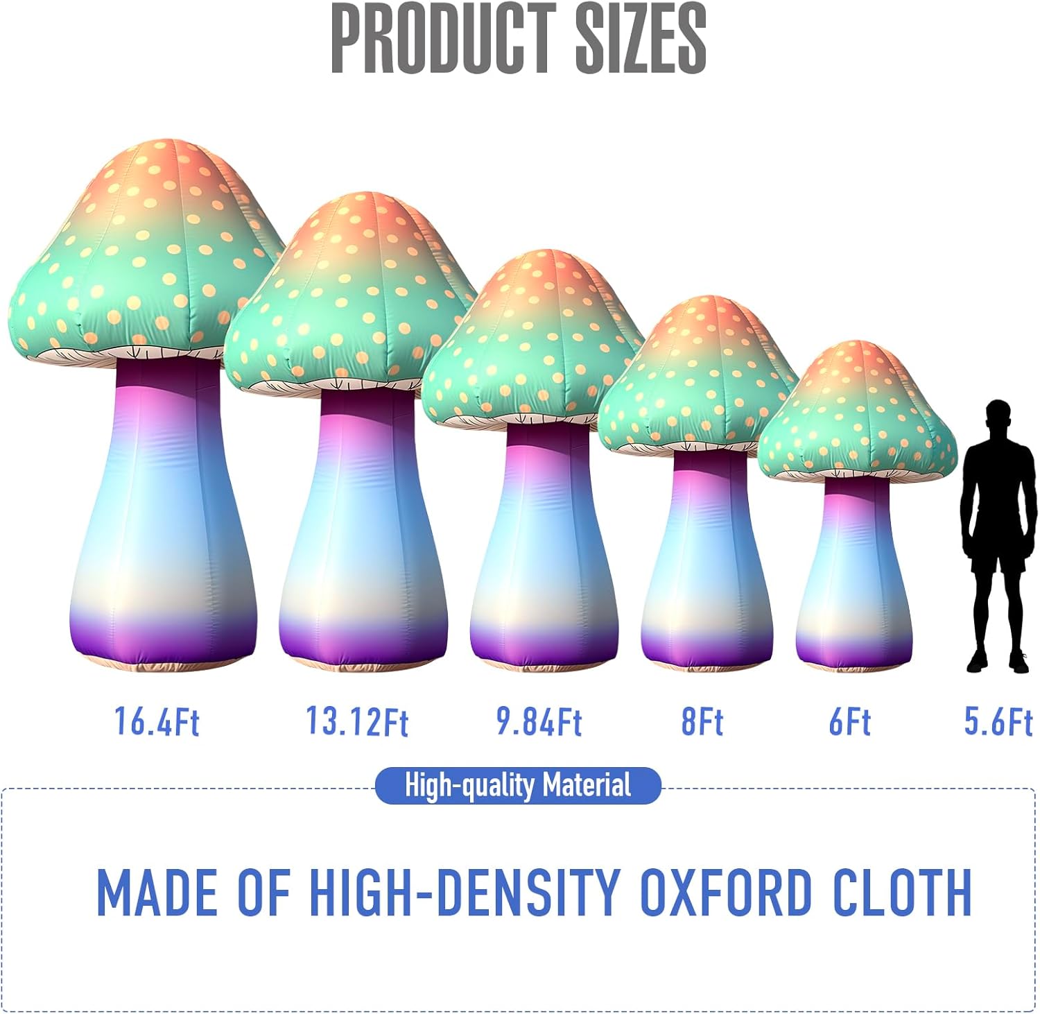 71uorHKgERL._AC_SL1500_.jpg 6 FT LED Inflatable Mushroom with Built‑in Fan, Light Strip & Remote Control – Outdoor Garden, Backyard, Stage, Pathway & Holiday Party Decor - Image 2