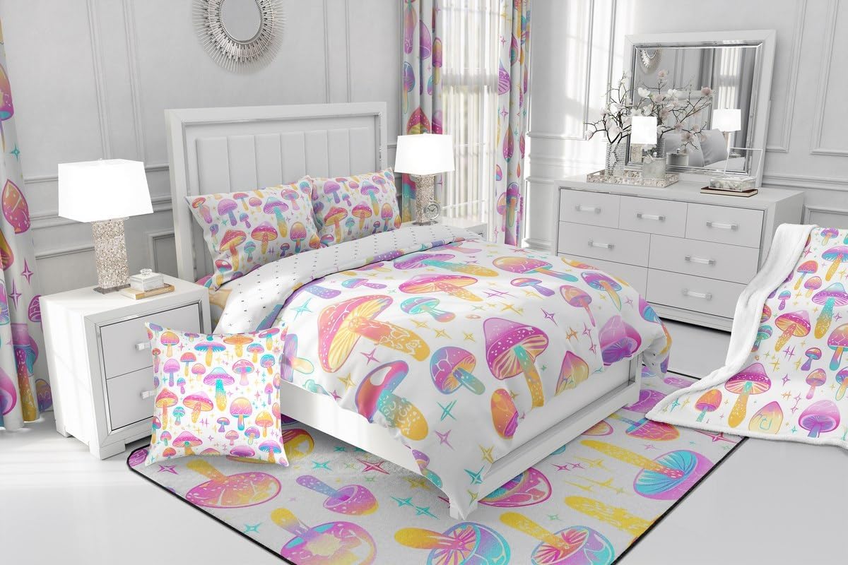 71vnOGpAJTL._AC_SL1200_.jpg Cute Mushroom Curtains for Bedroom Living Room (2 Panels, 52 x 84 Inch) Cartoon Mushrooms Blackout Curtains Kawaii Fungus 30%-50% Room Darkening Blackout Curtain Wild Mushroom Window Treatments - Image 7