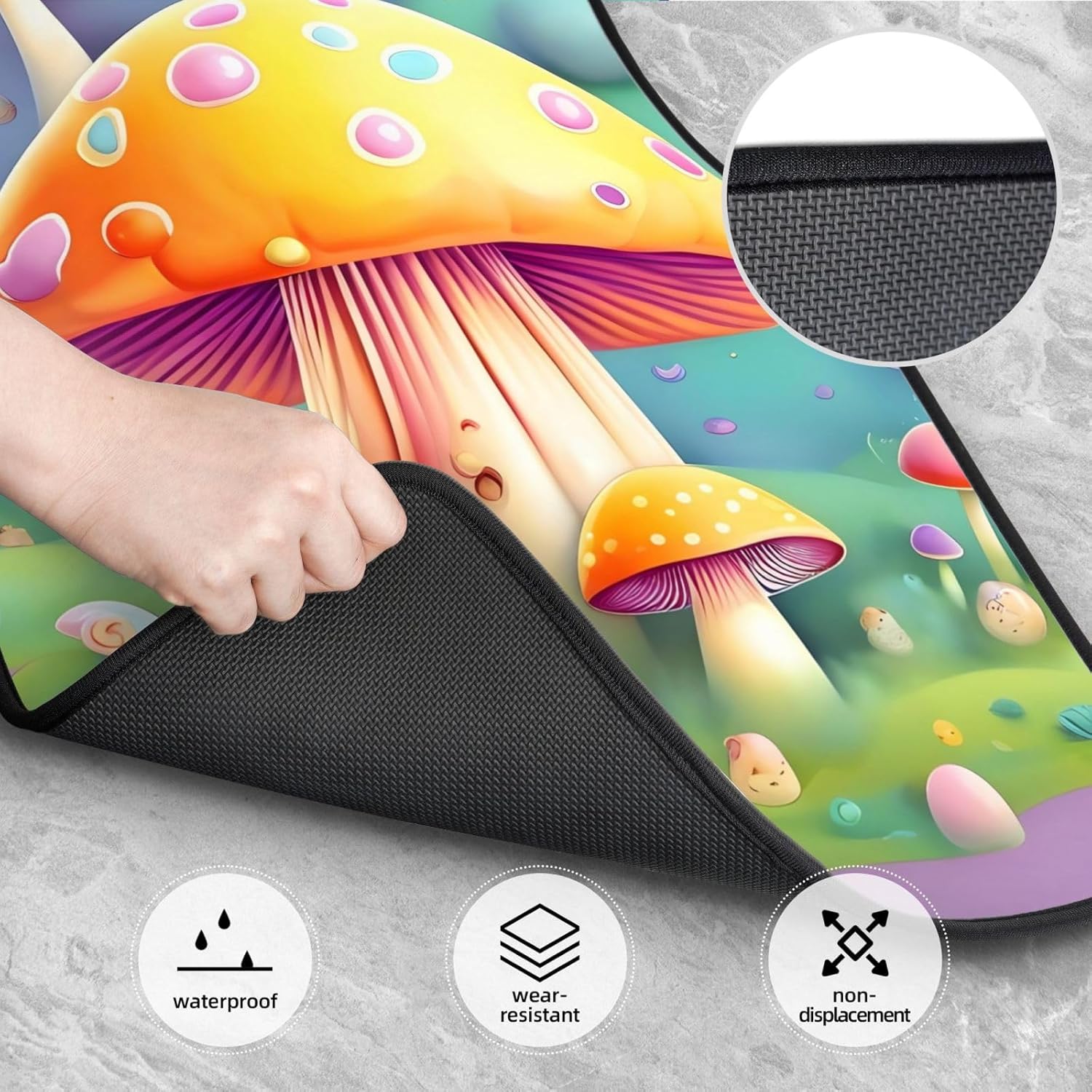 814HTwWwg4L._AC_SL1500_.jpg Car Foot Mat Set of 4 Pieces All-Weather Neoprene Floor Mats for Cars Trucks SUVs Fantasy Dream Mushroom Prints - Image 3