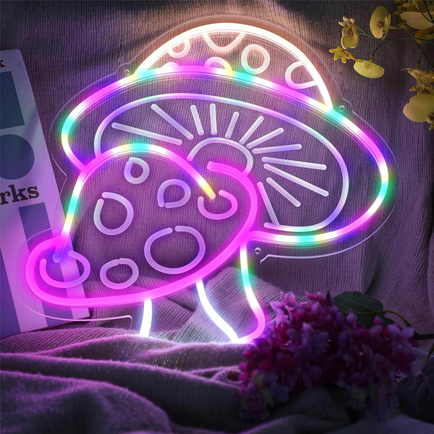 819HfqWPAUL._AC_SL1500_.jpg Neon Night Light,LED mushroom neon light sign,Wall Decoration LED Neon lights,USB Operation Neon light,for Bedroom,Kids Room,party,Game Room Decor,Children's gifts - Image 2