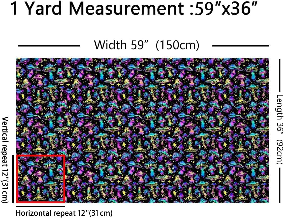 81Au9iJ9TLL._AC_SL1200_.jpg Feelyou Mushroom Fabric by The Yard 10 Yards Colorful Mushrooms Decorative Waterproof Outdoor Fabric Kawaii Fungus Upholstery Fabric for Chairs Wild Mushroom Nature Theme DIY Reupholstery Fabric - Image 2