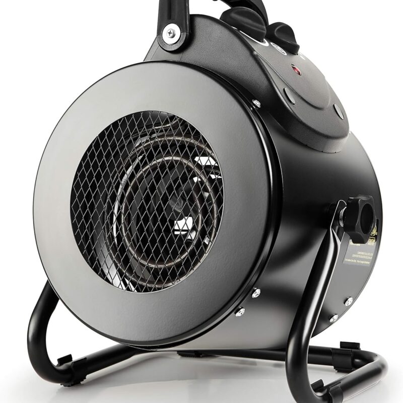 Electric Heater Fan, Portable With Overheat Protection, Fast Heating, Small for Greenhouse, Grow Tent, Workplace, Garage