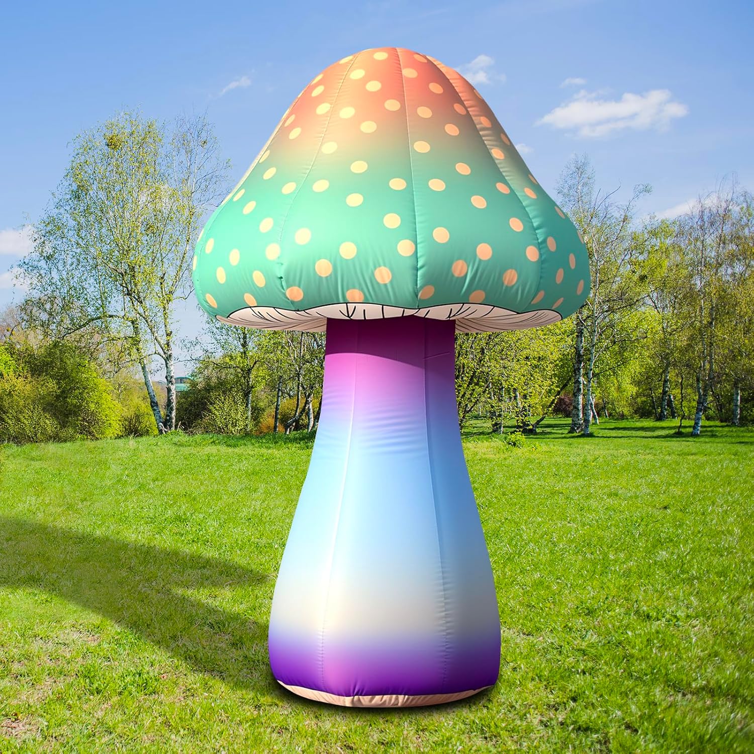 81QRxxXbaUL._AC_SL1500_.jpg 6 FT LED Inflatable Mushroom with Built‑in Fan, Light Strip & Remote Control – Outdoor Garden, Backyard, Stage, Pathway & Holiday Party Decor - Image 9