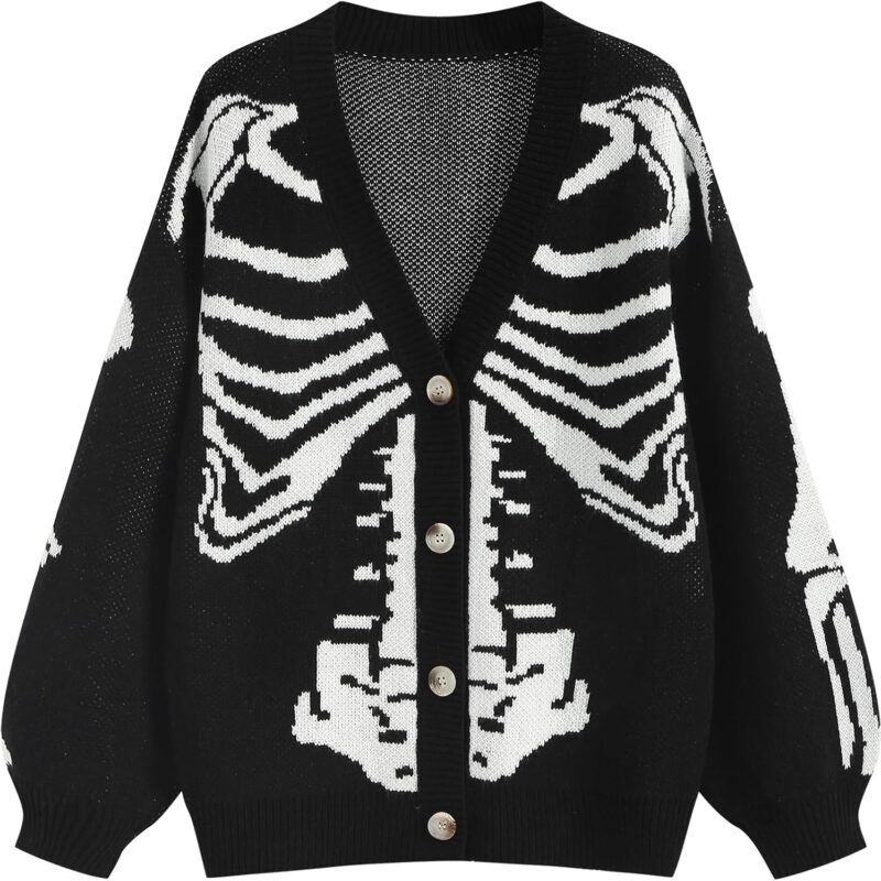 ZAFUL Women's Striped Cardigan Long Sleeve Button Up Open Front Knit Oversized Sweater