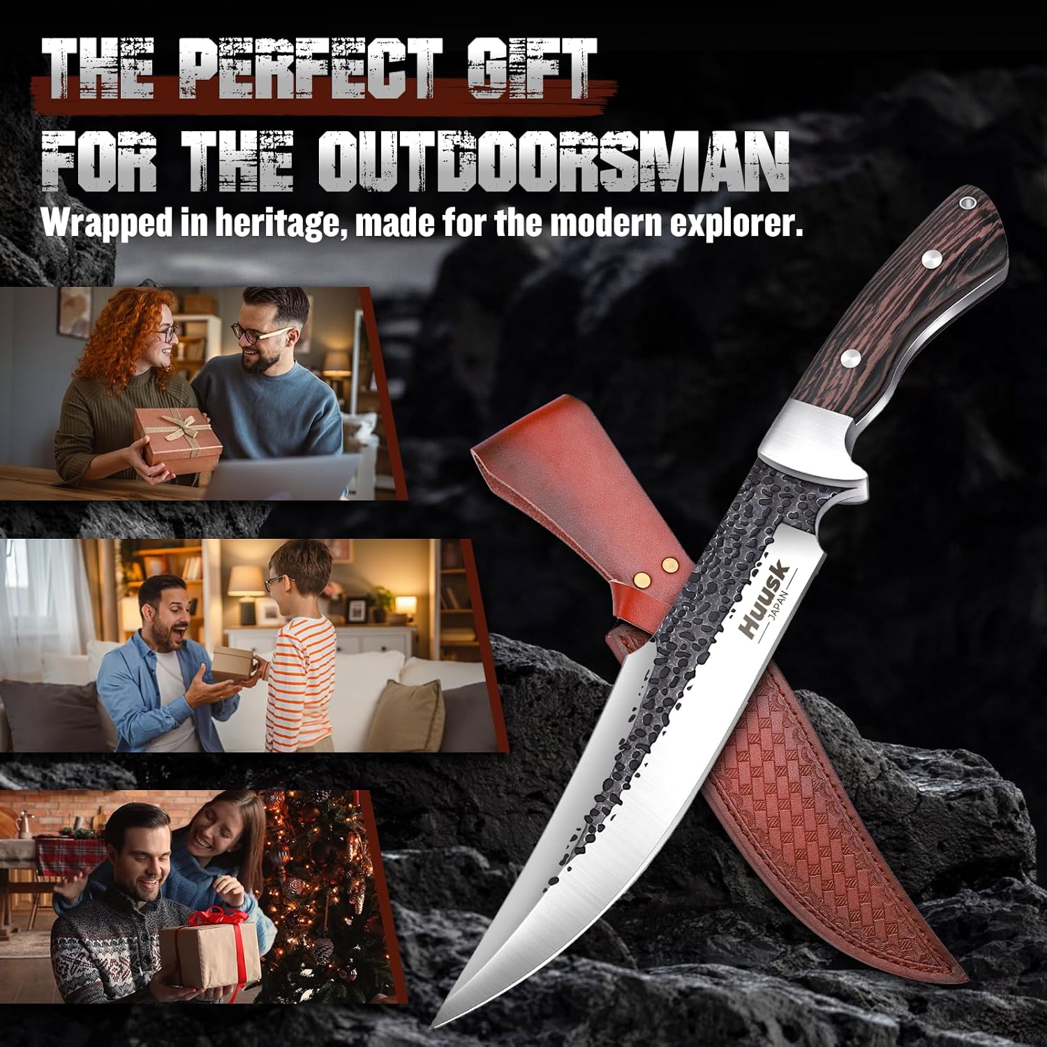81VnmCt1FtL._AC_SL1500_.jpg Huusk Fixed Blade Bowie Knife - 8" Hunting Knife with Sheath, Full Tang Survival Knives with Ergonomic Wood Handle, Outdoor Bushcraft Knives for Camping Hiking Fishing BBQ, Father's Day Gifts Box - Image 7