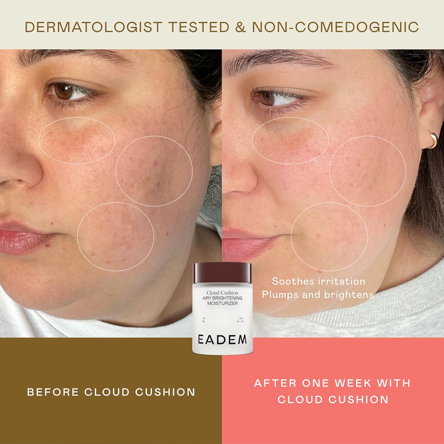 81bj17sNzwL._SL1500_.jpg EADEM Cloud Cushion, Face Moisturizer Cream, Skin Care Ultra Repair Cream, Skin Barrier Repair, Hydrating Skincare Cleanser & Moisturizer with Peptides & Ceramides, Face Cleanser, 1.69 oz - Image 3