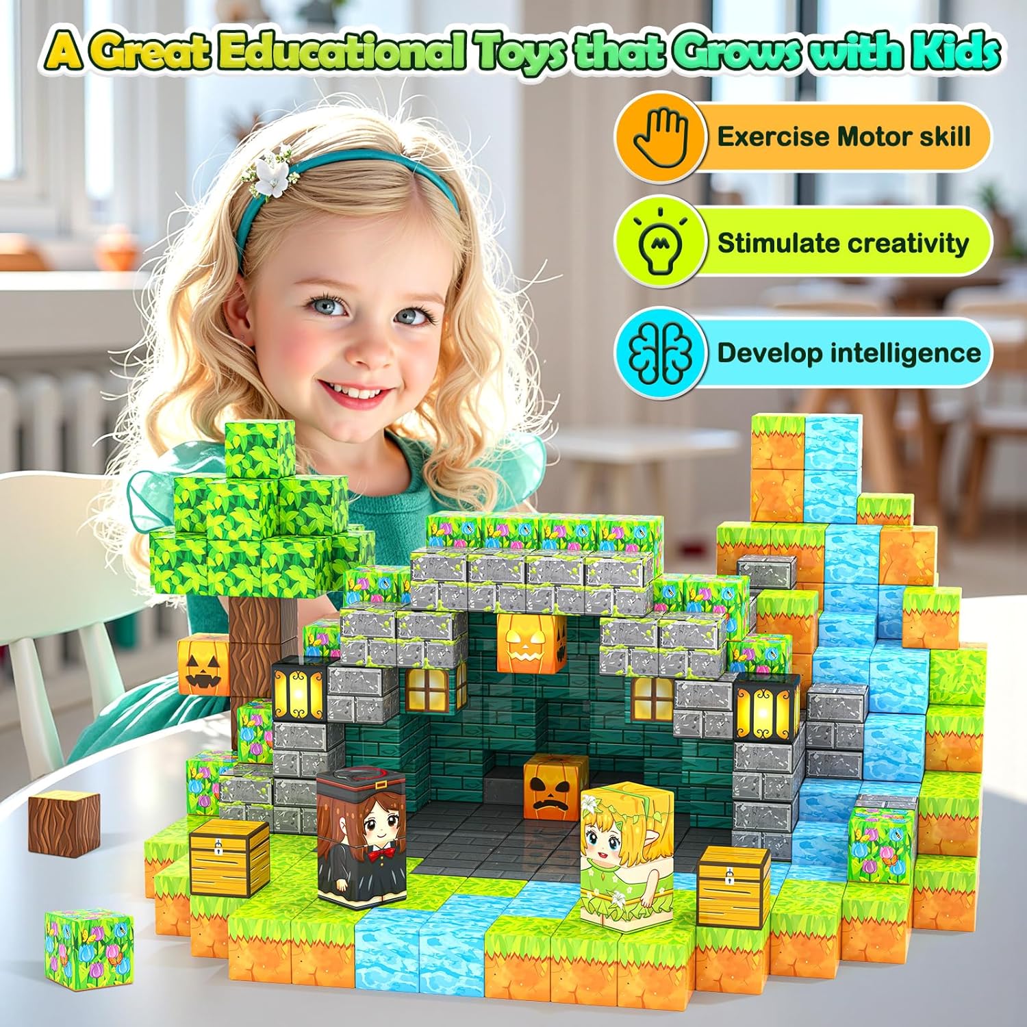 81cw1rBThL._AC_SL1500_.jpg Large Magnetic Blocks Kids Building Toys Mine Magworld Magic Enchanted Building Craft 1'' Cubes, Construction Sensory Toys for 3+ Year Old Boys Girls, Game Gifts for Kids Ages 4-6, 5-7, 4-8, 8-12 - Image 4