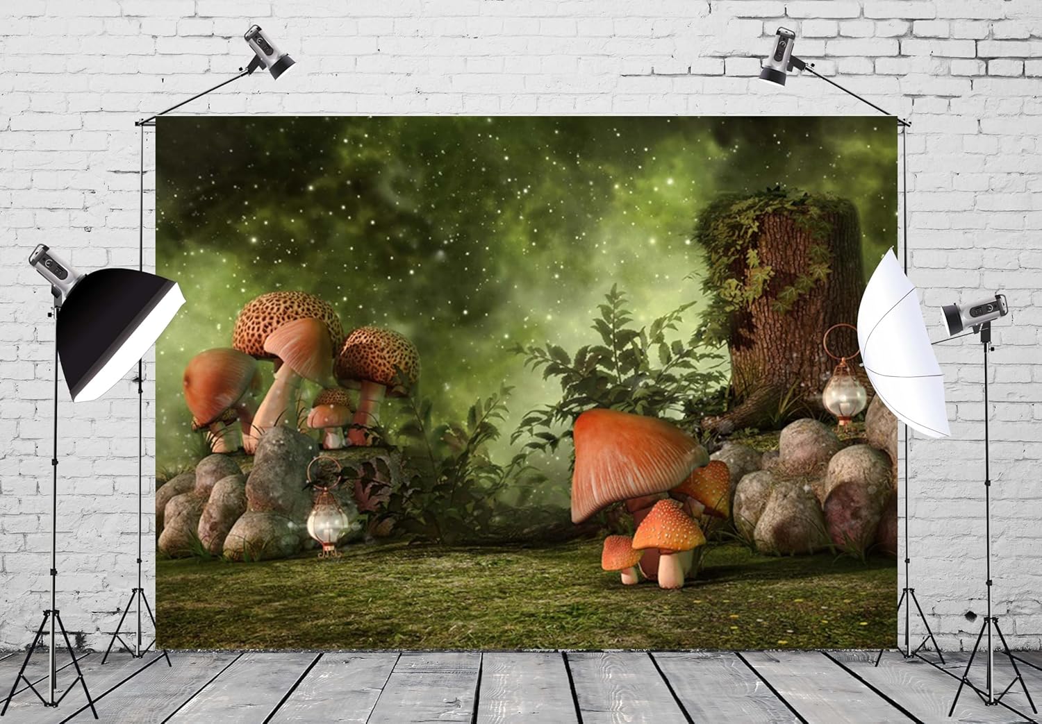 81ehEQoMRFL._AC_SL1500_.jpg CORFOTO Fabric 15x10ft Fantasy Backdrop Theme Photography Fairy Tale Jungle Mushroom Meadow Scene Background for Children Portrait Photo Girl Room Tapestry Birthday Party Halloween Decoration Props - Image 2