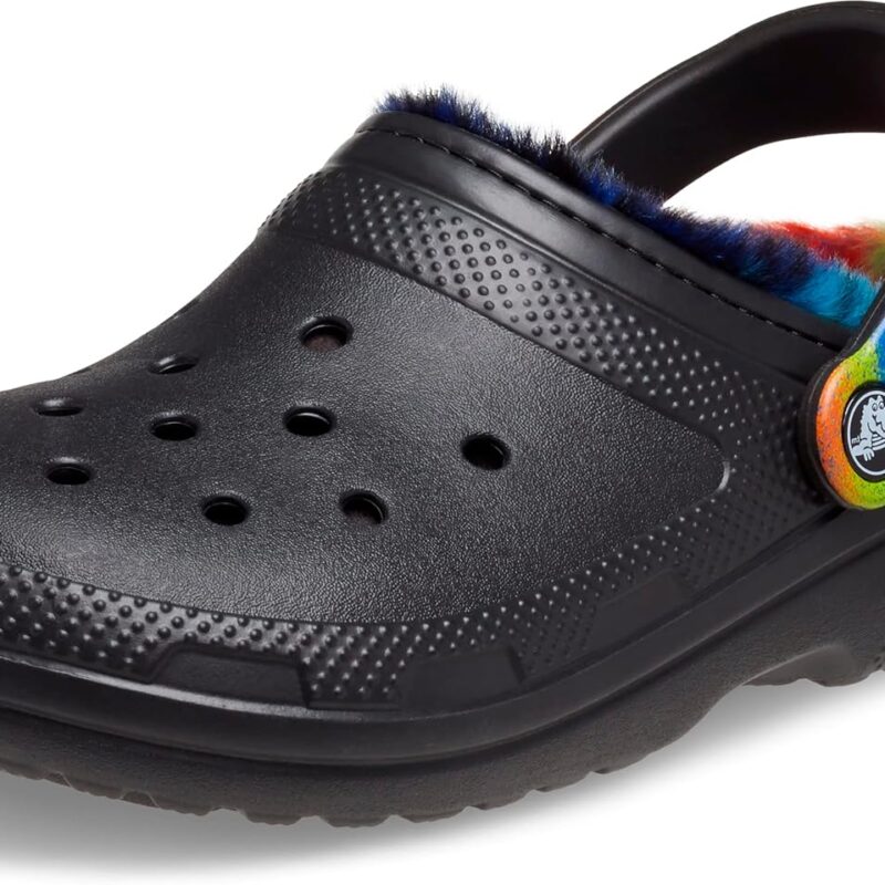 Crocs Classic Lined Tie-Dye Clog Black/Multi Spray Dye Men's 11, Women's 13 Medium