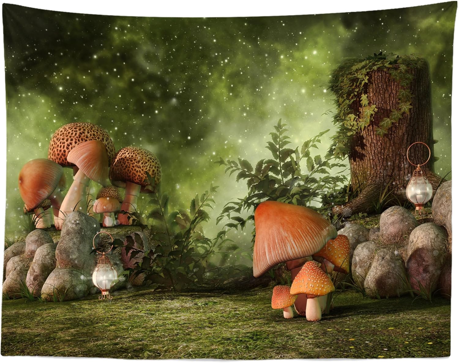 912BfkPTuvL._AC_SL1500_.jpg CORFOTO Fabric 15x10ft Fantasy Backdrop Theme Photography Fairy Tale Jungle Mushroom Meadow Scene Background for Children Portrait Photo Girl Room Tapestry Birthday Party Halloween Decoration Props - Image 4
