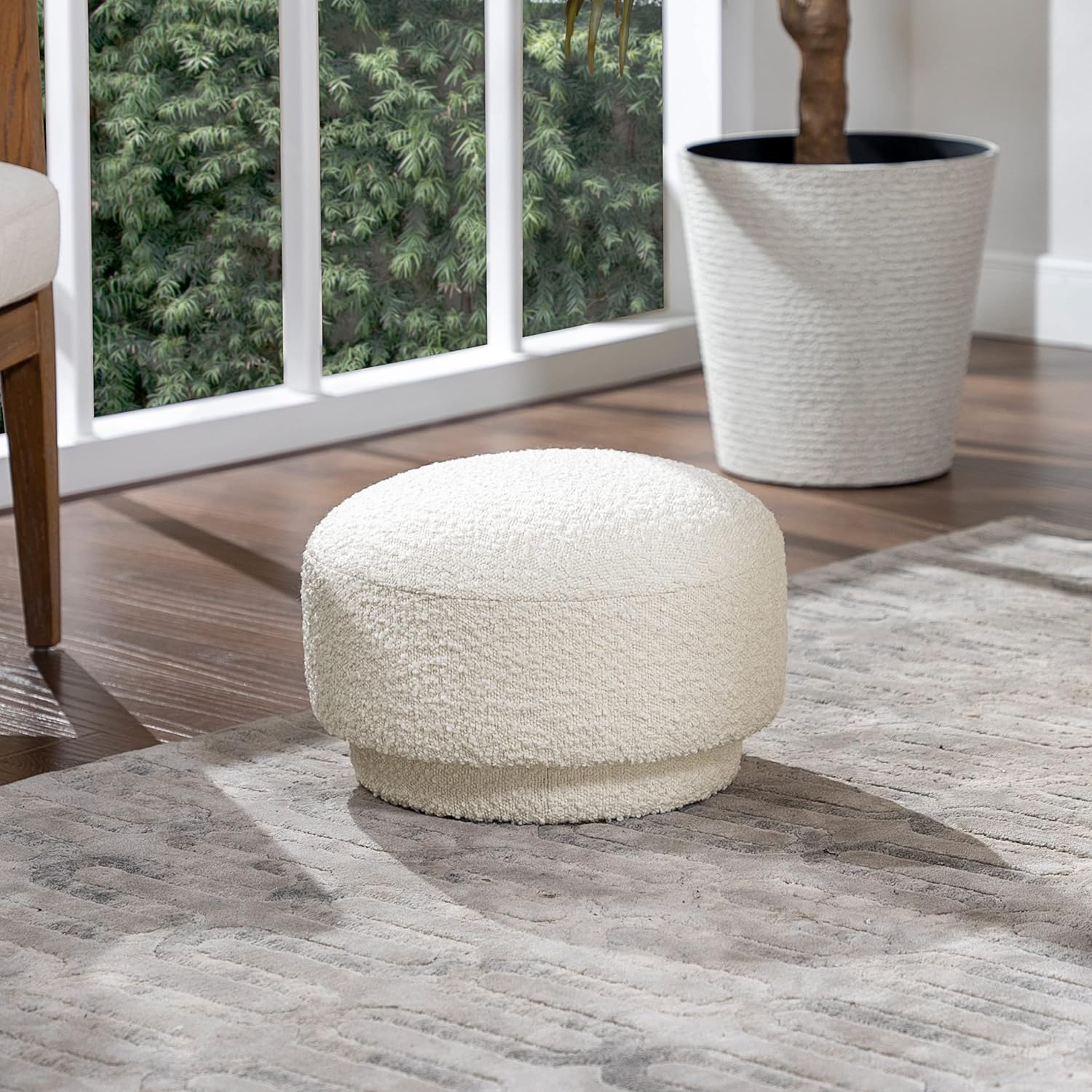 912UMD2mhJL._AC_SL1500_.jpg Jennifer Taylor Home Fuji 15" Mushroom Footstool Ottoman, Ivory White Boucle - Image 2