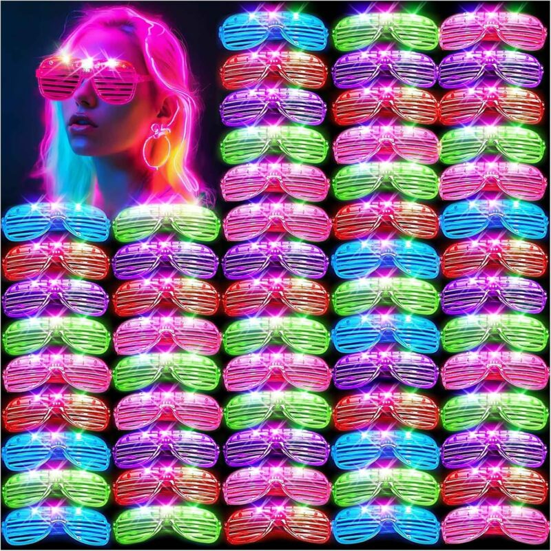 HONLYNE105 PCS LED Glasses, Light Up Glasses for Kids Adults, Neon Flashing Sunglasses Glow Party Supplies Glow Glasses for Wedding Birthday New Year Rave Carnival