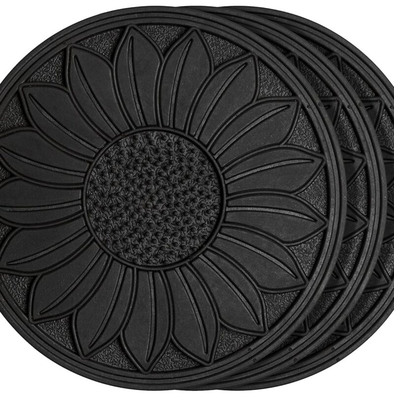 HF by LT Rubber Sunflower Garden Stepping Stone, 11-3/4 inches, Black, Set of 3