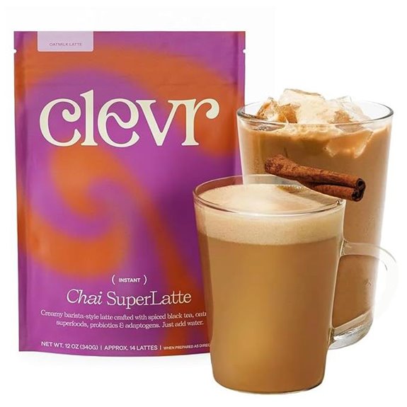Clevr Chai Latte Superfood Powder with Oat Milk