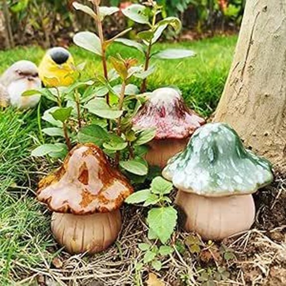 Ceramic Mushroom Garden Ornaments Set (3)