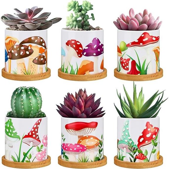 Gejoy Colorful Mushroom Planters with Removable Trays (6)