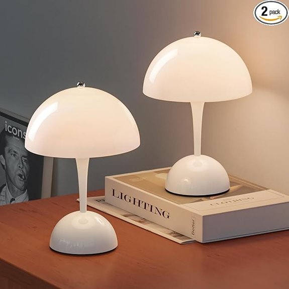 ONEWISH Cordless Touch Mushroom Lamps (Set of 2)