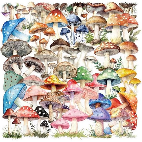 50Pcs Cute Mushroom Transparent Stickers Bundle