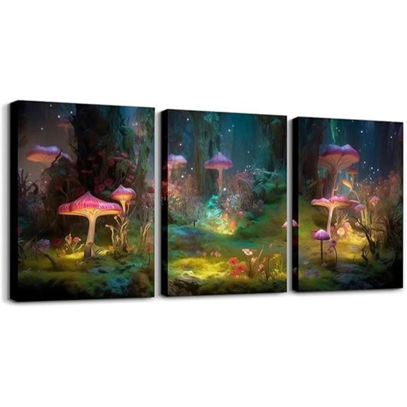 Magical Forest Wall Art Set: Fantasy Mushroom Decor