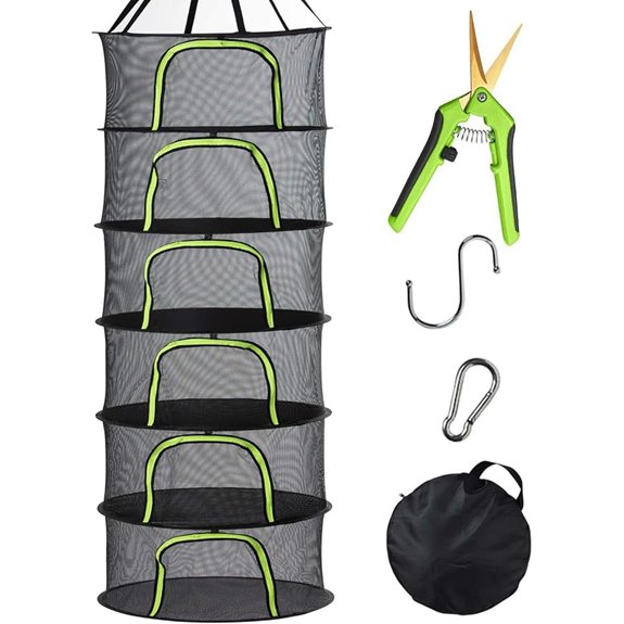 6-Tier Black Mesh Herb Drying Rack with Pruning Shears