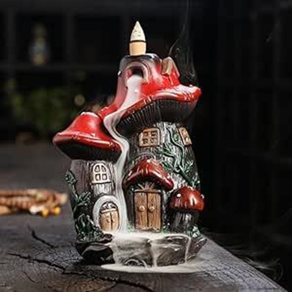 YYW Mushroom Incense Holder with Backflow Cones Set