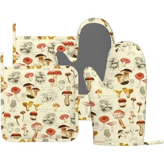 Mushroom Themed Oven Mitts & Pot Holders Set