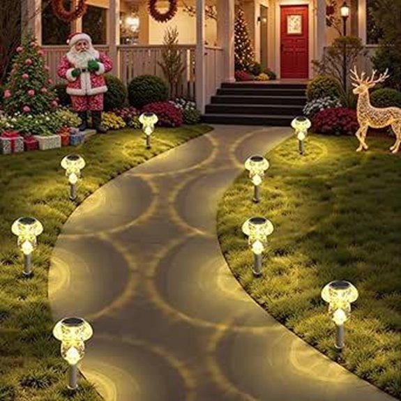 Solar Lights Outdoor: 8-Pack Mushroom LED Landscape Lights