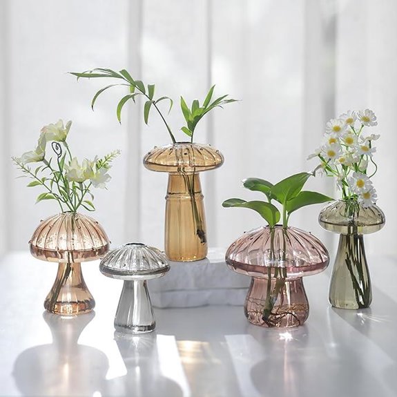 Glasseam Mushroom Glass Planter Set of 5 Decor Terrariums