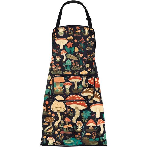 Mushroom Apron with Pockets for Cooking/Baking
