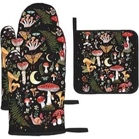 Mushroom Oven Mitts & Pot Holder Set