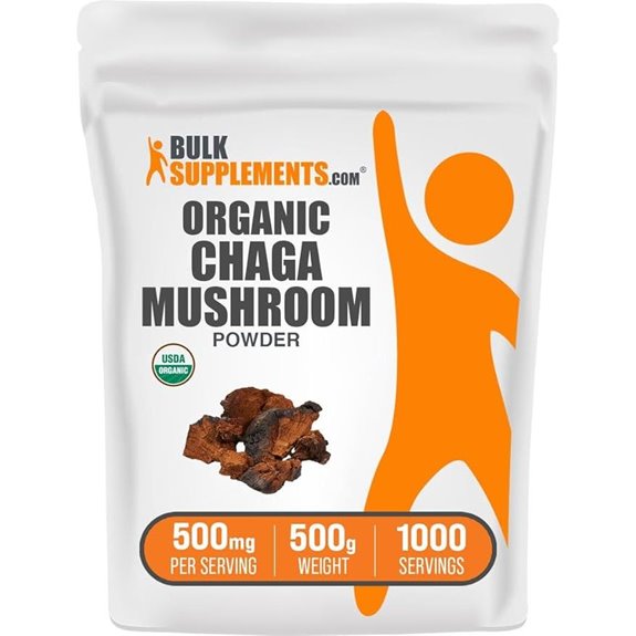 Organic Chaga Mushrooms Powder Supplement 500mg 500g