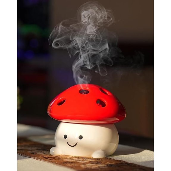 Smily Face Mushroom Incense Cone Holder Gift