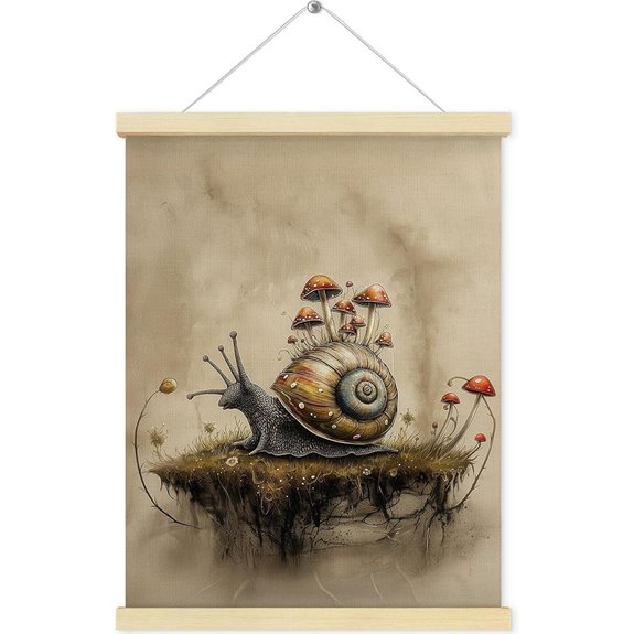 Vintage Boho Snail Mushroom Wall Art Decor 12x16