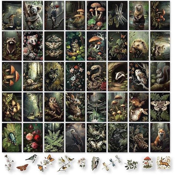 97 Decor Dark Cottagecore Wall Art Kit: 40 Pcs Vintage Botanical Prints
