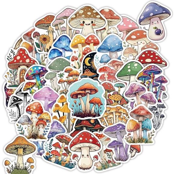 Mushroom Stickers Set: Waterproof for Water Bottles & More