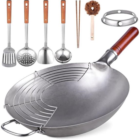 Carbon Steel Wok Set with Accessories (13.4)